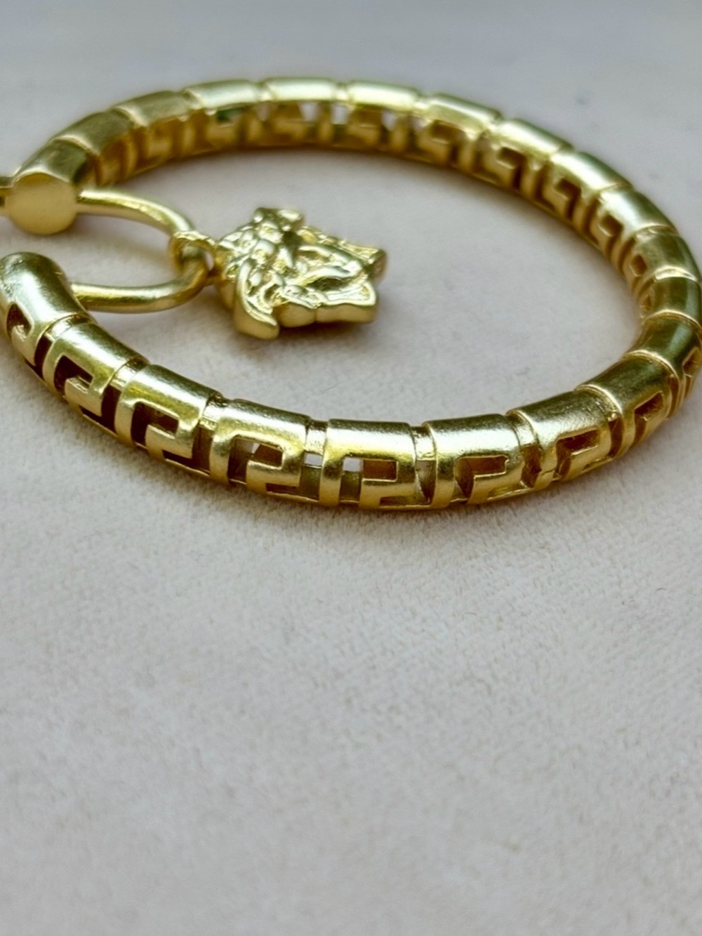 Vintage Versace Gold-Tone Medusa Hoop Earrings - Women Jewelry - Picture 2 of 11